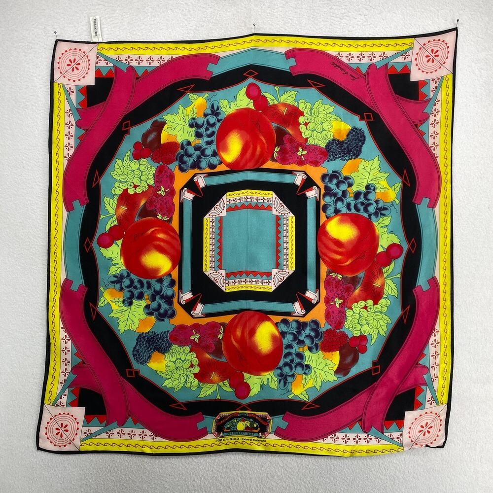 JUNE CRITCHFIELD Scarf Heinz Blackberry Jelly Silk Bandana Square 31" x 31" VTG